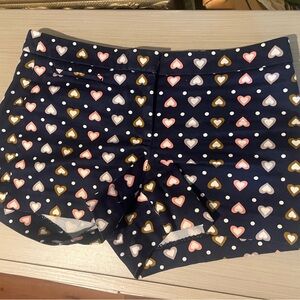 J. Crew Navy Heart Patterned High Waist Shorts